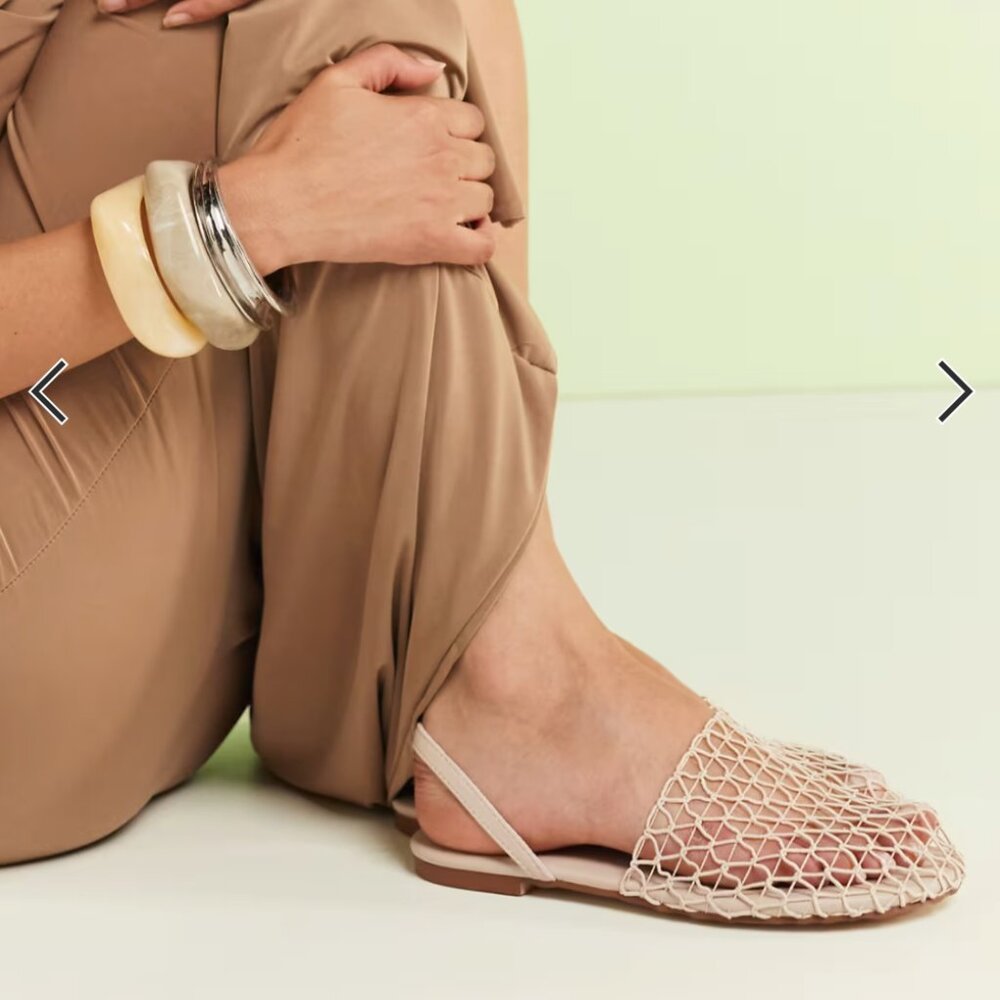Simmi London Mesh Slingback Flats Light Beige/Stone - SIZE 7